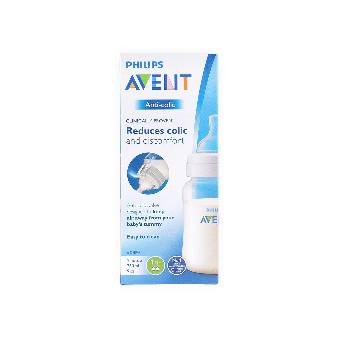Philips Avent Slow Flow Anti-Colic 260ml Plastic Nursing Bottle (1+ Months), 1 Piece - Makkah Pharmacy