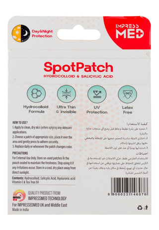 Impress Med Plus SpotPatch Waterproof Assorted Patches with Hydrocolloid & Salicylic Acid, 36 Pieces - Makkah Pharmacy