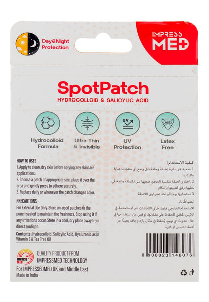 Impress Med Plus SpotPatch Waterproof Assorted Patches with Hydrocolloid & Salicylic Acid, 36 Pieces - Makkah Pharmacy
