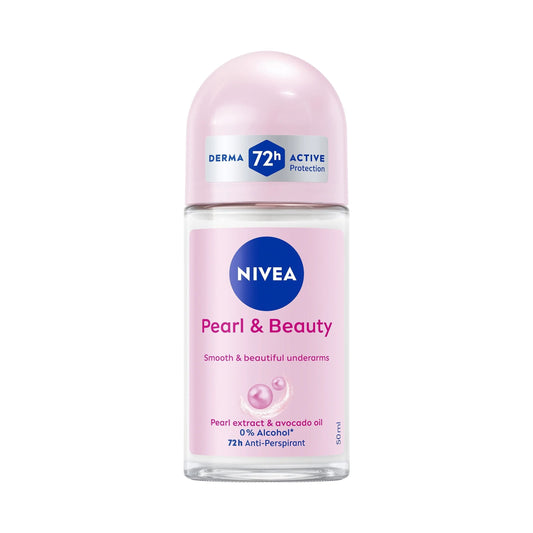NIVEA Pearl & Beauty Antiperspirant Roll-On Deodorant for Women, 50ml - Makkah Pharmacy