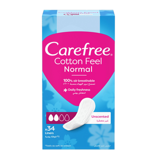 Carefree Breathable Daily Panty Liners, 34 Pieces