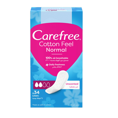 Carefree Breathable Daily Panty Liners, 34 Pieces