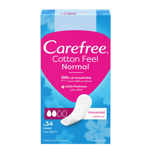 Carefree Breathable Daily Panty Liners, 34 Pieces
