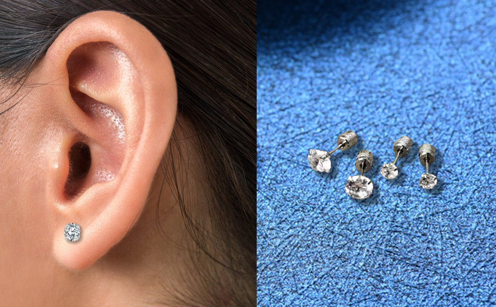 C-bo Mini Series Hypoallergenic Sterile Green Zirconia Stainless Steel Stud Earrings, 1 Pair - Makkah Pharmacy