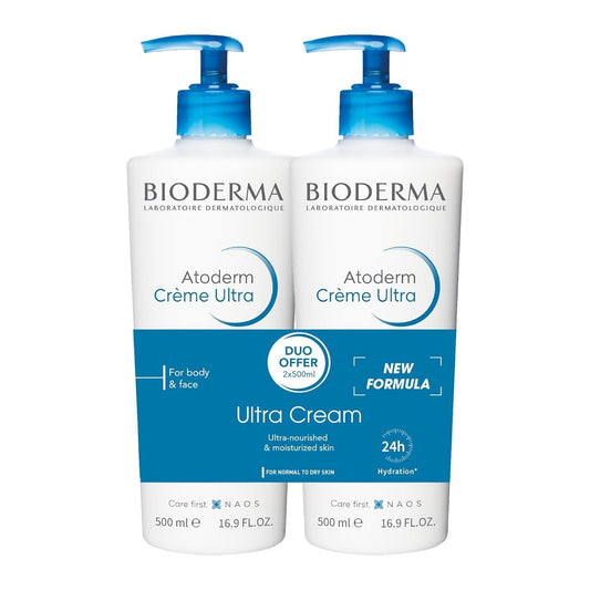 Bioderma Atoderm 24H Hydrating Ultra Body Creams for Normal to Dry & Sensitive Skin, 2x200ml - Makkah Pharmacy