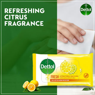 Dettol Fresh Antibacterial Skin Wipes, 10 Wipes - Makkah Pharmacy