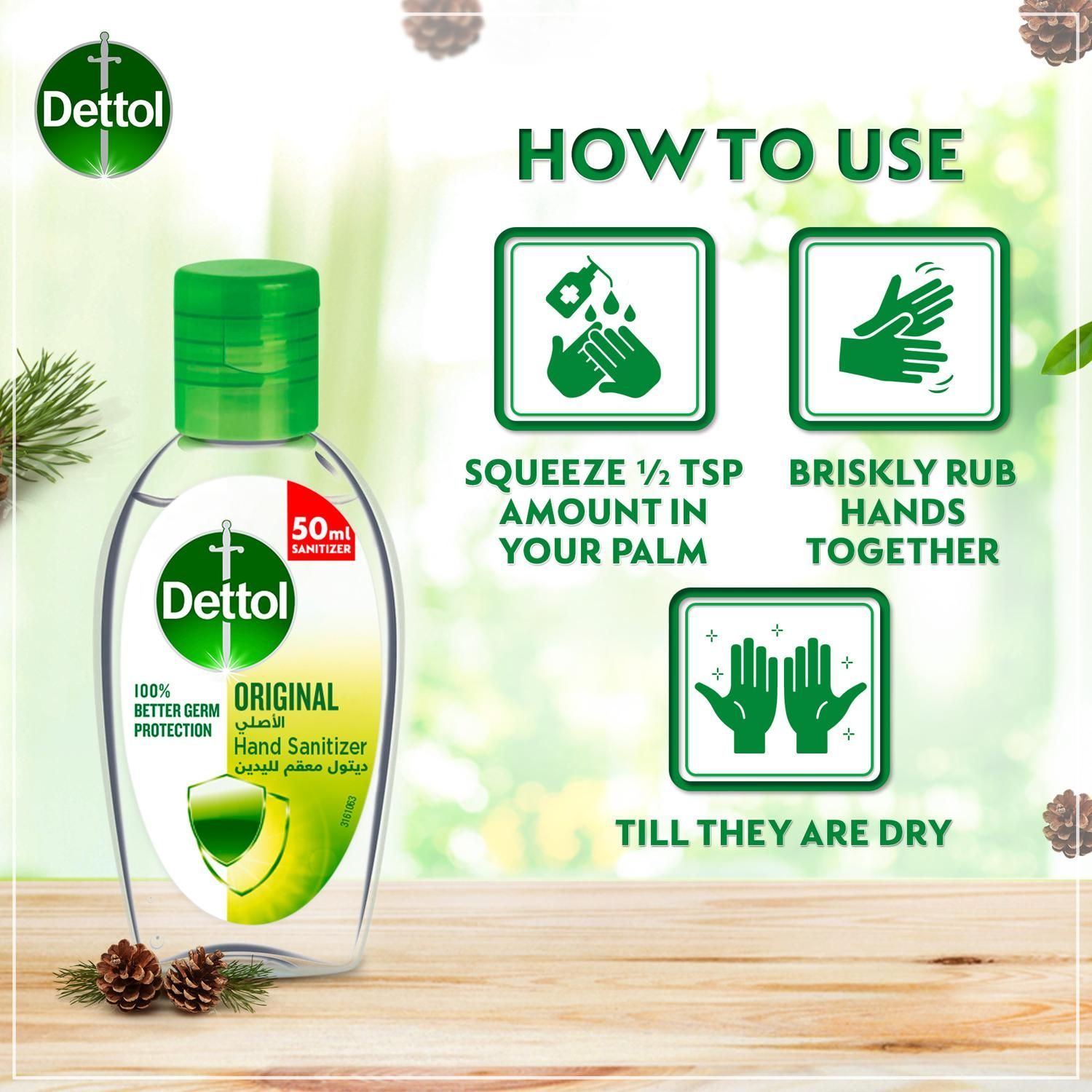 Dettol Original Hand Sanitizer, 50ml - Makkah Pharmacy