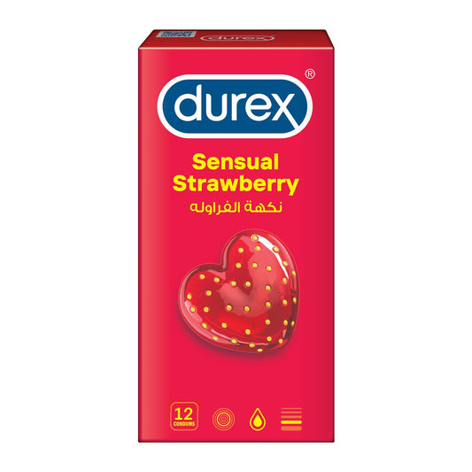 Durex Sensual Strawberry Condoms, 12 Pieces - Makkah Pharmacy