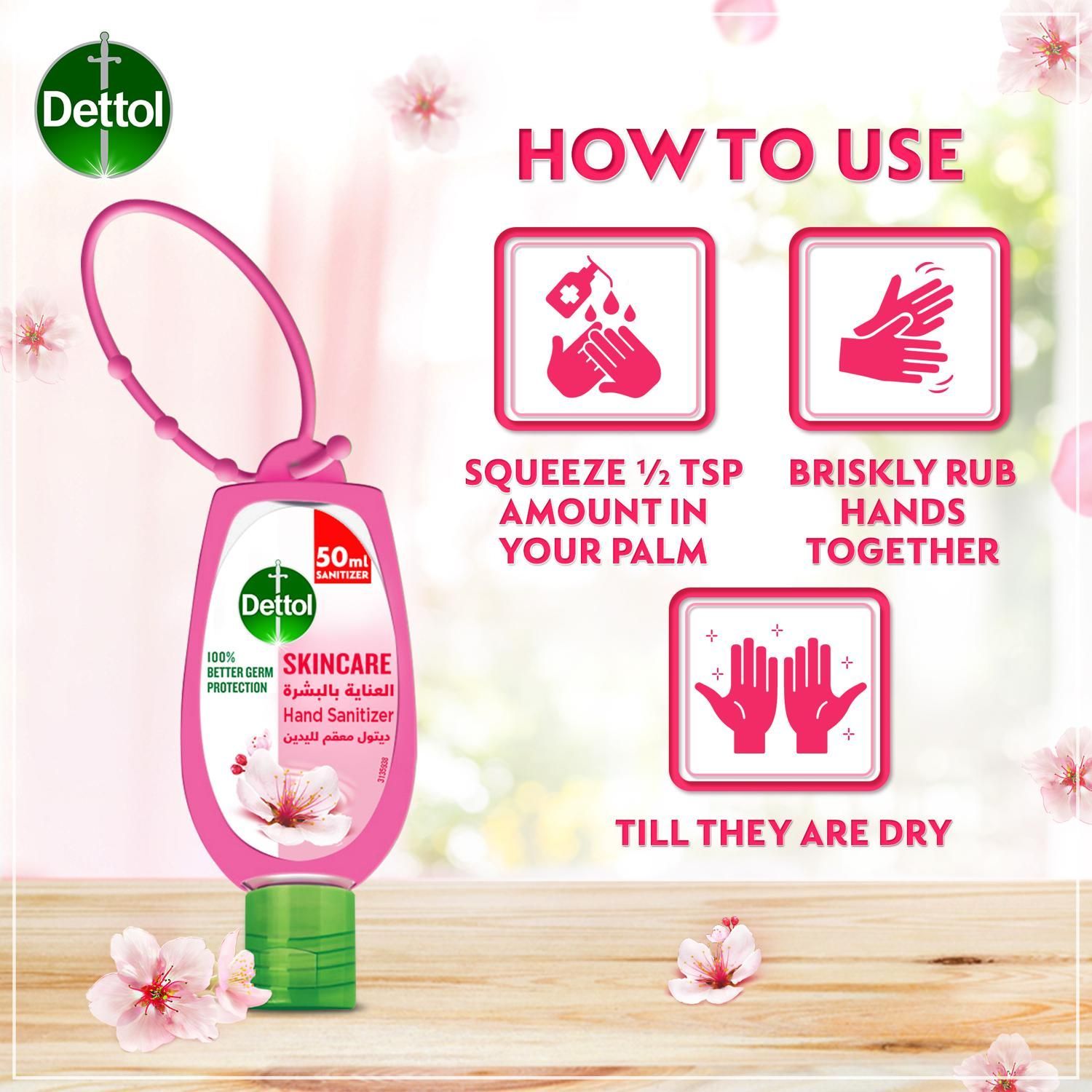 Dettol Skincare Hand Sanitizer with Jacket, 50ml - Makkah Pharmacy