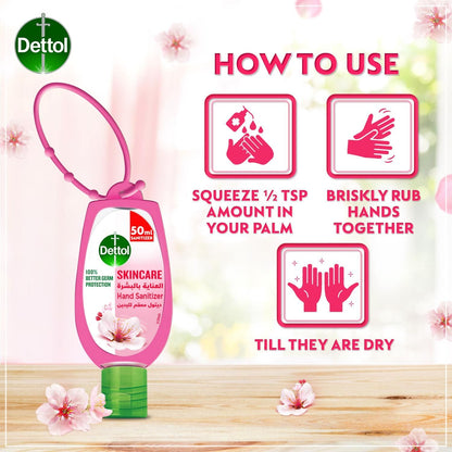 Dettol Skincare Hand Sanitizer with Jacket, 50ml - Makkah Pharmacy