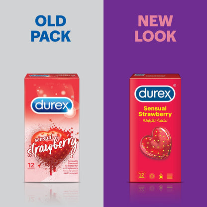 Durex Sensual Strawberry Condoms, 12 Pieces - Makkah Pharmacy