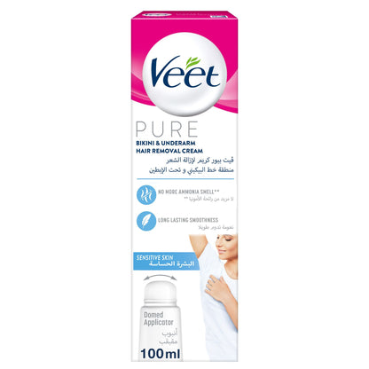 Veet Hair Removal Cream for Sensitive Skin Bikini & Underarms with Domed Applicator, 100g - Makkah Pharmacy