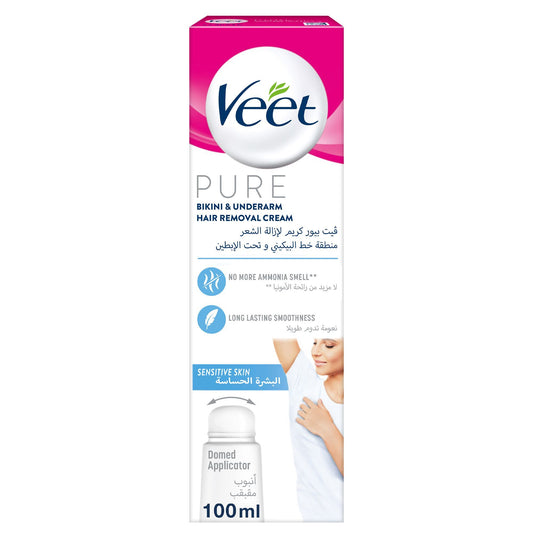 Veet Hair Removal Cream for Sensitive Skin Bikini & Underarms with Domed Applicator, 100g - Makkah Pharmacy