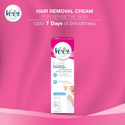 Veet Hair Removal Cream for Sensitive Skin Bikini & Underarms with Domed Applicator, 100g - Makkah Pharmacy