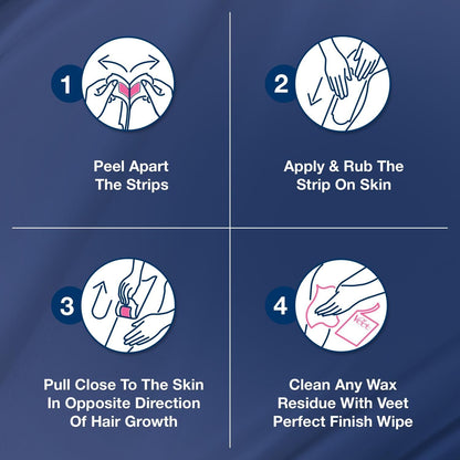 Veet Professional Hair Removal Wax Strips for Dry Skin Legs & Body, 20 Strips - Makkah Pharmacy