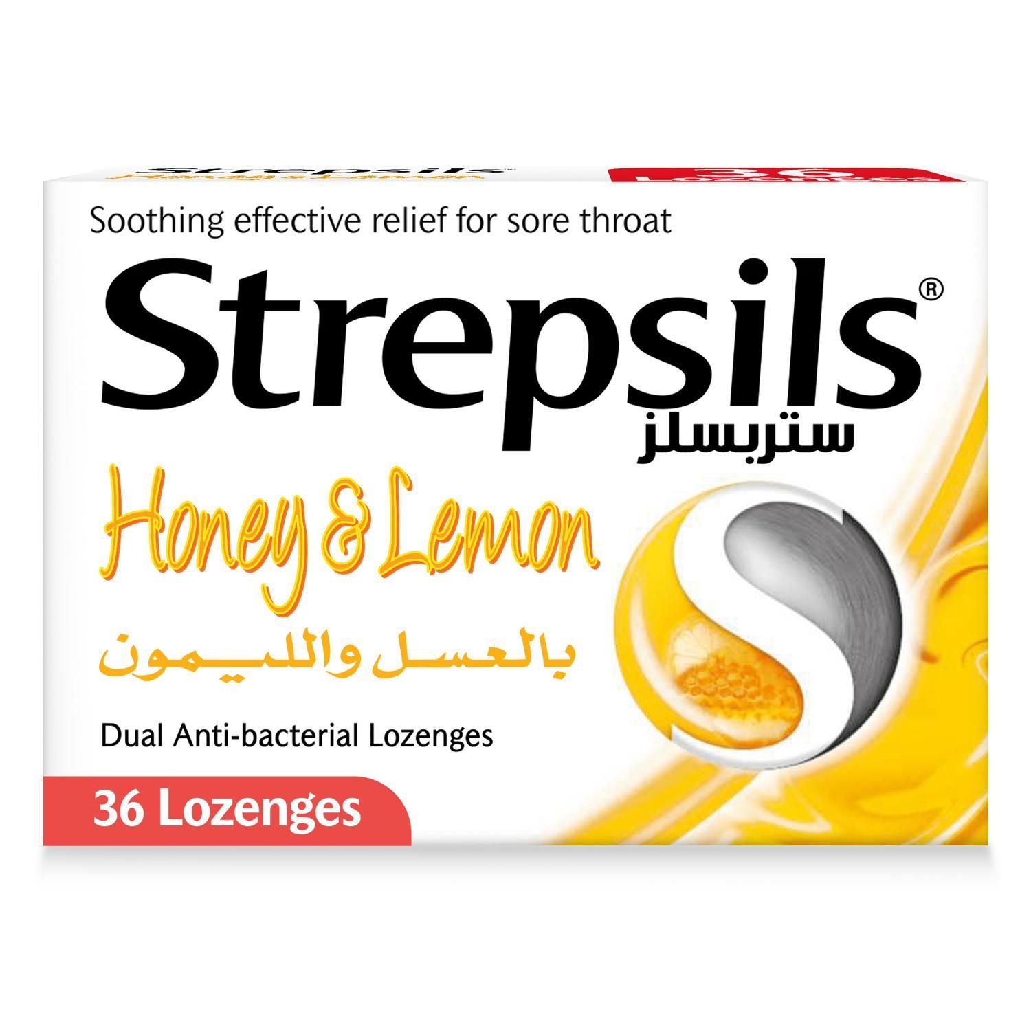 Strepsils Honey & Lemon Soothing Effective Relief Lozenges for Sore Throats, 36 Lozenges - Makkah Pharmacy
