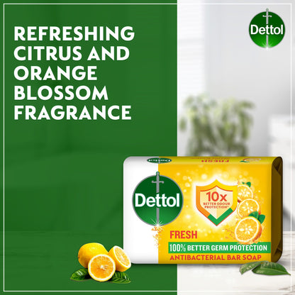 Dettol Fresh Citrus & Orange Blossom Scent Bar Soap, 165g - Makkah Pharmacy