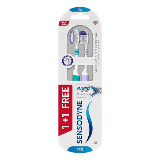 Sensodyne Rapid Action Soft Toothbrushes, 2 Pieces - Makkah Pharmacy