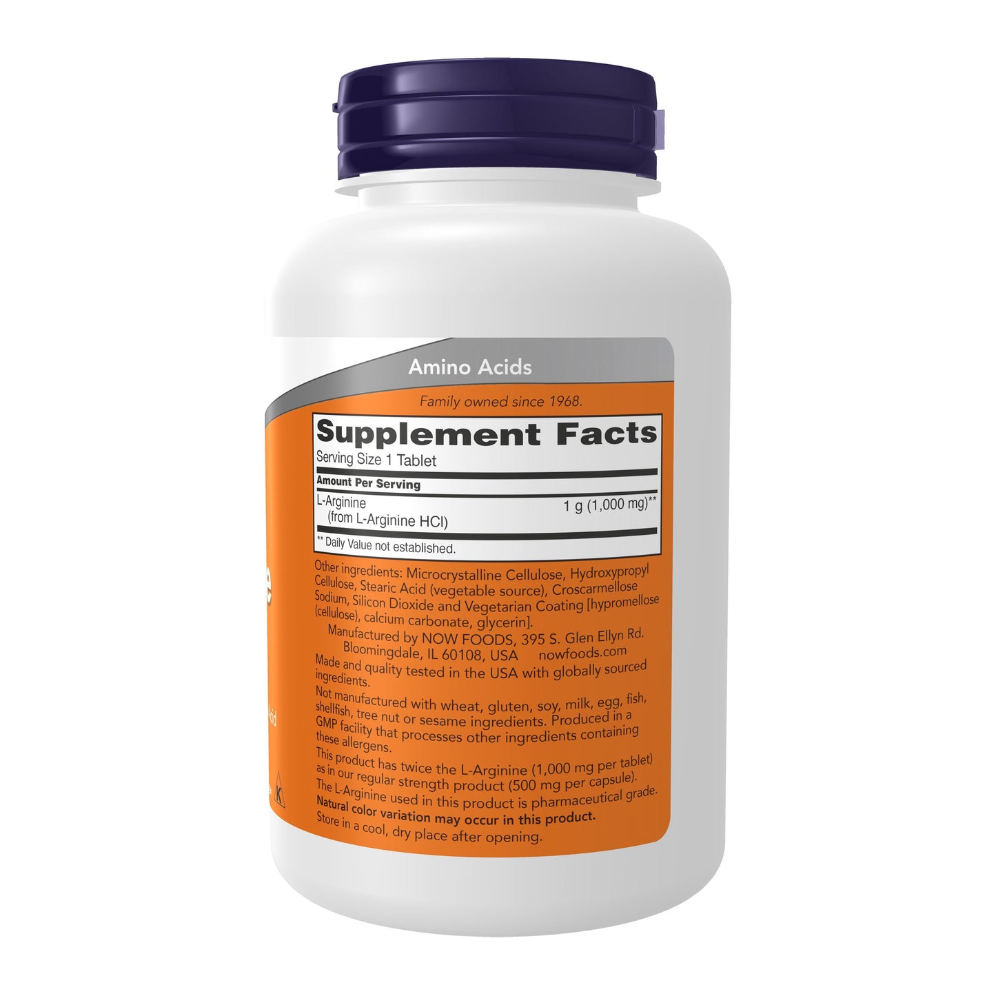 Now Foods 1000mg L-Arginine Double Strength Tablets, 120 Tablets