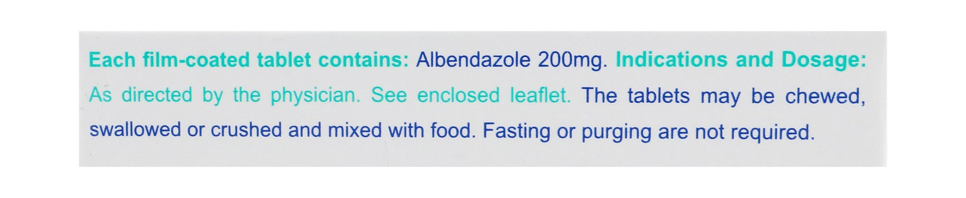 Albenda 200mg Albendazole Broad Spectrum Anthelmintic, 2 Tablets