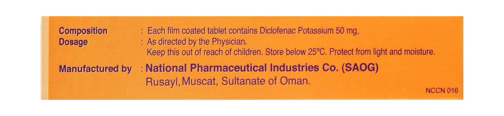 Diclopid 50mg Diclofenac Potassium Analgesic & Anti-Inflammatory Medication, 20 Tablets