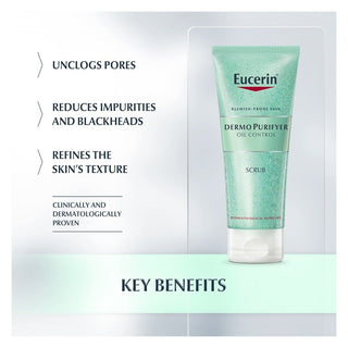 Eucerin DermoPurifyer Oil Control Facial Scrub for Blemish Prone Skin, 100ml - Makkah Pharmacy