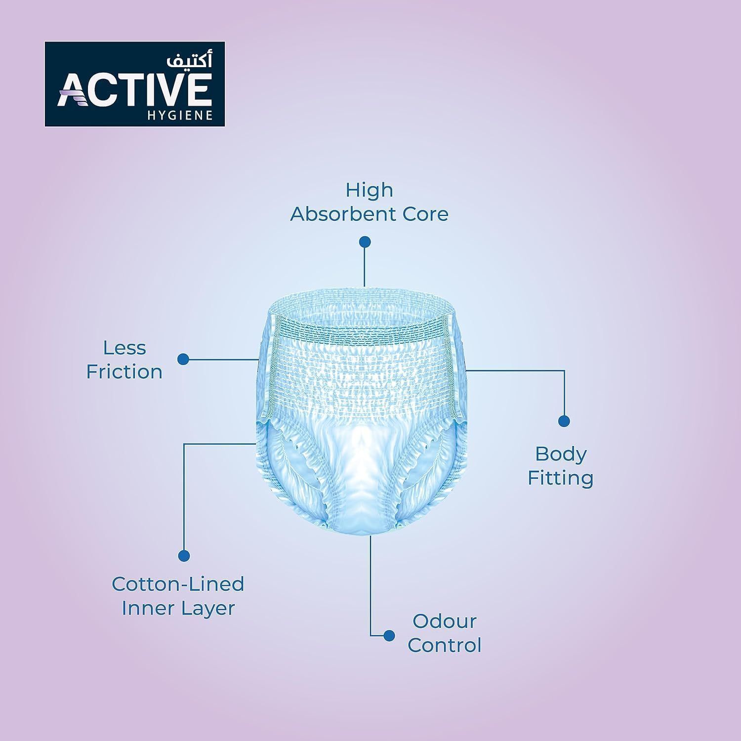 Active Hygiene Adult Incontinence Body Fit Shorts - Medium (86 - 112 cm), 10 Pieces - Makkah Pharmacy