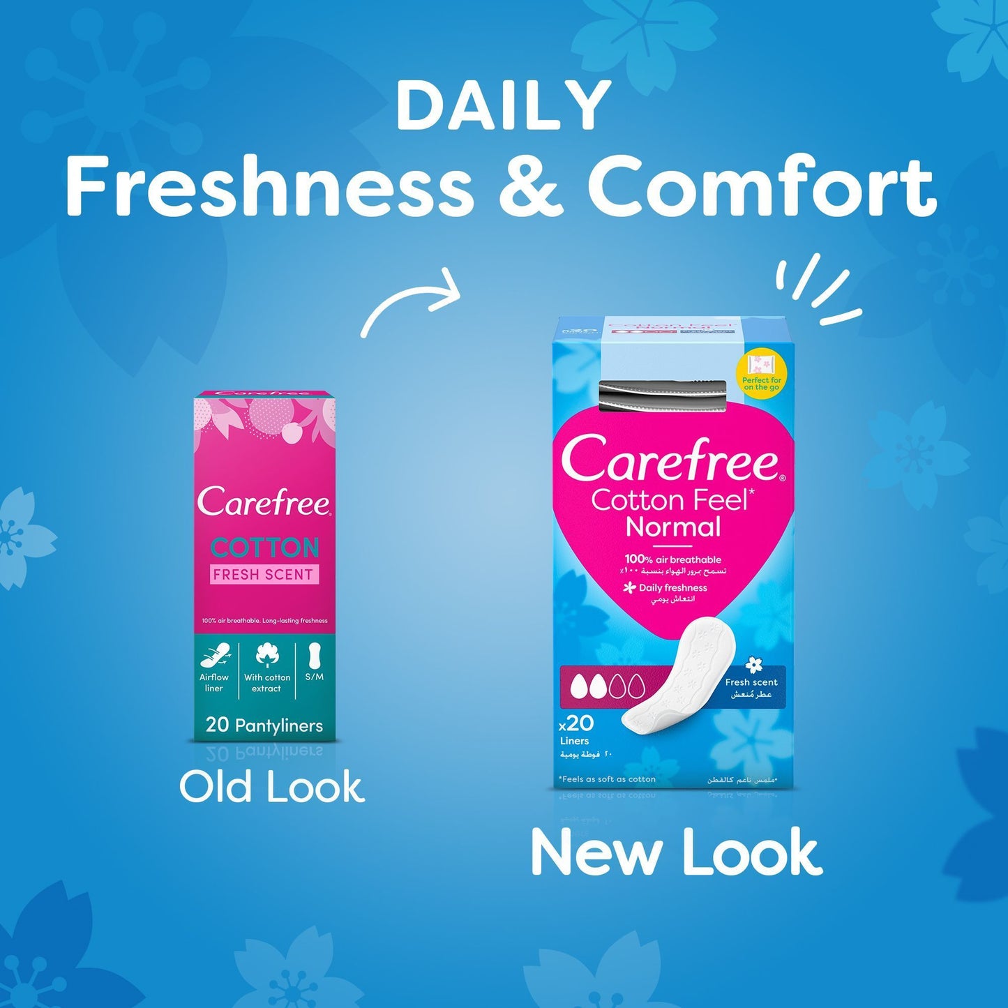 Carefree Normal with Cotton Extract Panty Liners, 20 Count - Makkah Pharmacy