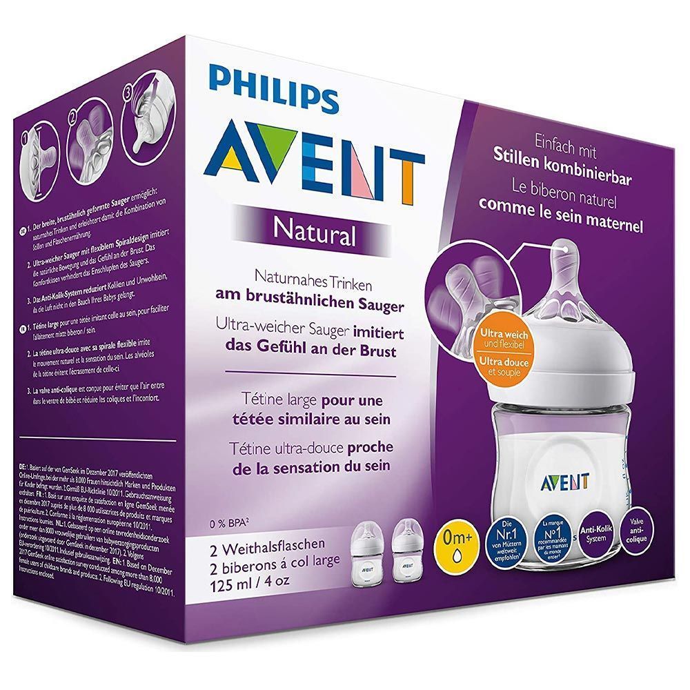 Philips Avent Natural Bottle, 125ml 2pcs - Makkah Pharmacy