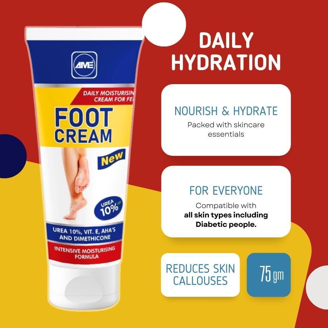 Ame Urea, Vitamin E & AHA Moisturizing Foot Cream, 75g - Makkah Pharmacy
