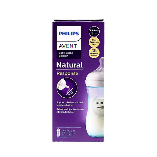 Philips Avent Natural Response Anti-Colic Feeding Bottle - Blue & White, 1 Piece - Makkah Pharmacy