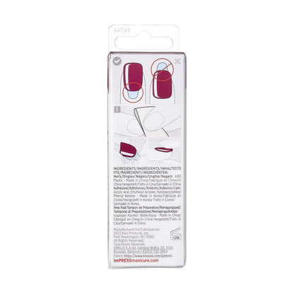 ImPRESS Color Medium Red Coffin Shaped Press-On Manicure Nails Winery In Nyc 511, 1 Pack - Makkah Pharmacy
