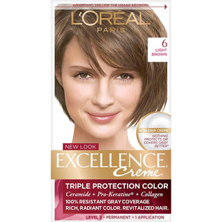 LOreal Paris Excellence Creme Permanent Hair Color, 6 Light Brown