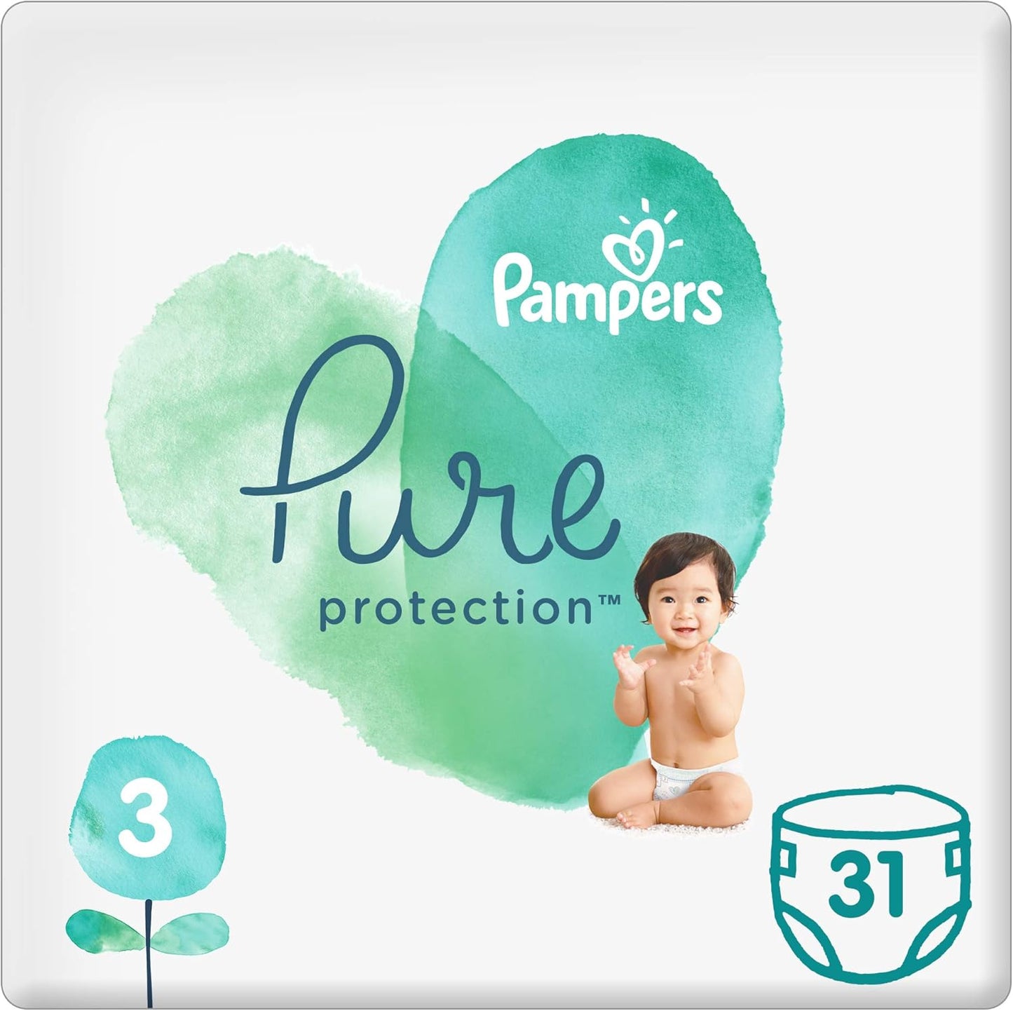 Pampers Pure Protection Diapers, Size 3, 6-10 Kg, 31 Count
