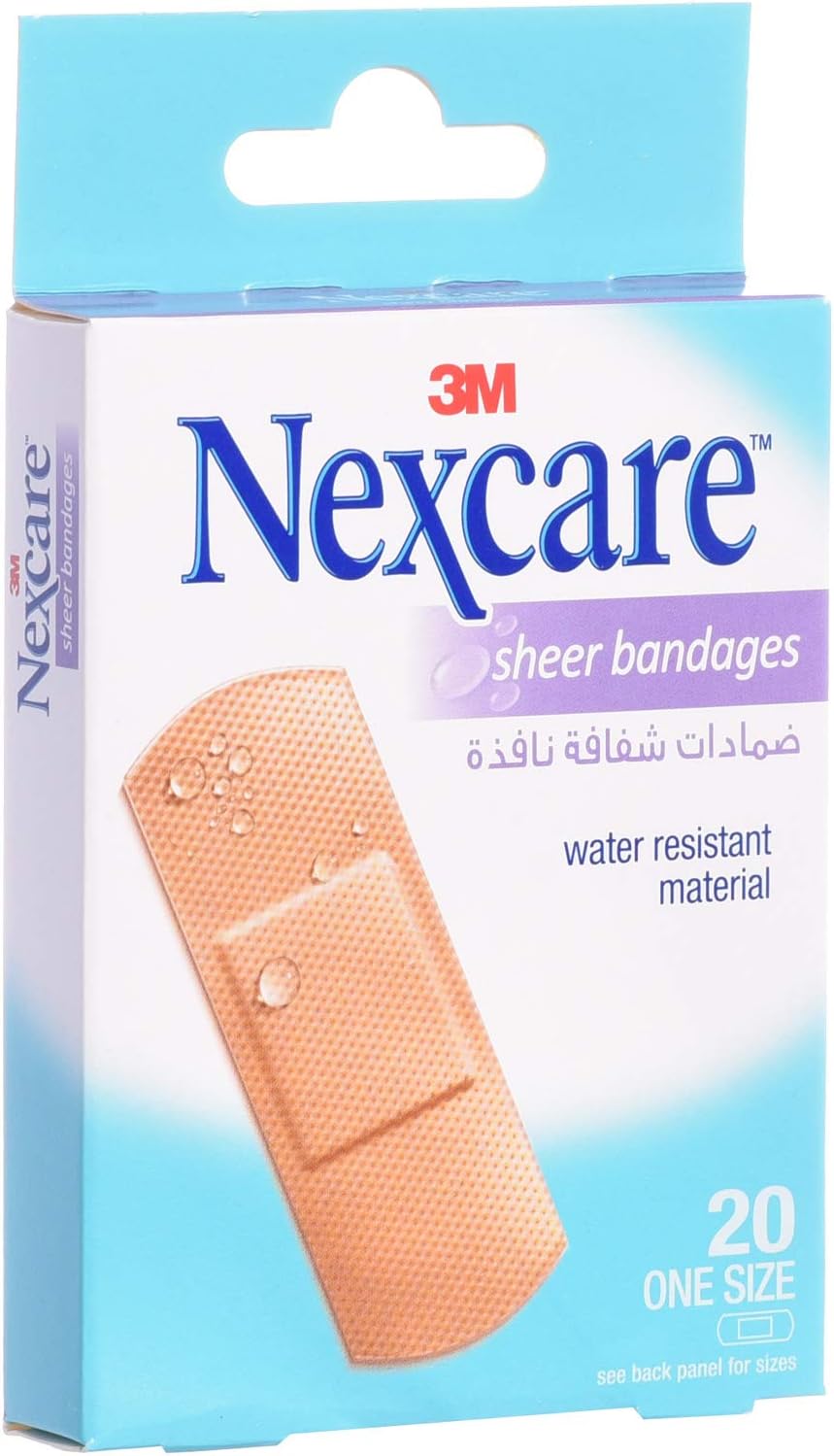 3M Nexcare 656-20 Sheer Water Resistant Bandages, 20/Box