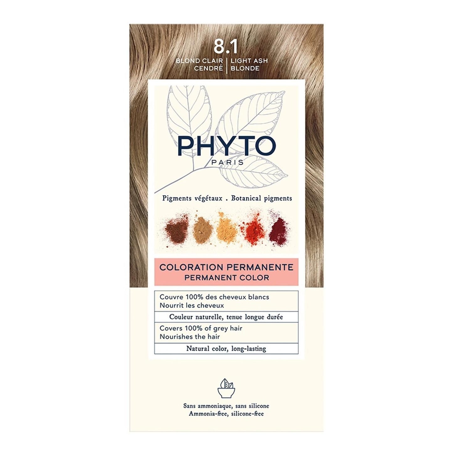 Phyto Paris Permanent Hair Color with Botanical Pigments Light Ash Blonde 8.1, 1 Pack - Makkah Pharmacy