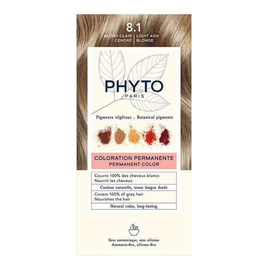 Phyto Paris Permanent Hair Color with Botanical Pigments Light Ash Blonde 8.1, 1 Pack - Makkah Pharmacy