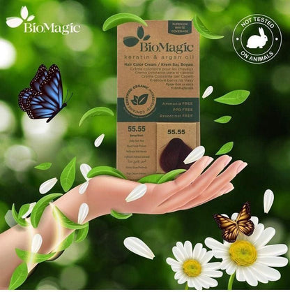 BioMagic Organic Hair Color Cream with Keratin & Argan Oil Light Natural Golden Brown 5.03, 1 Pack - Makkah Pharmacy