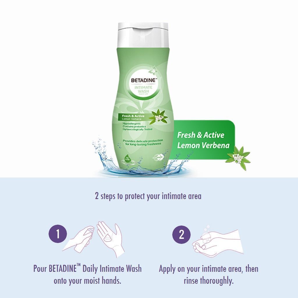 Betadine Hypoallergenic Fresh & Active Intimate Wash Lemon Verbena Scent, 50ml - Makkah Pharmacy