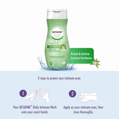 Betadine Hypoallergenic Fresh & Active Intimate Wash Lemon Verbena Scent, 50ml - Makkah Pharmacy
