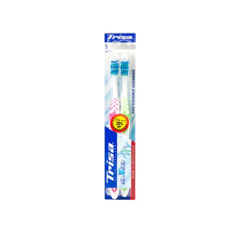 Trisa Toothbrush Flexible Head Duo Soft, 2Pieces - Makkah Pharmacy