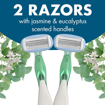 Bic Soleil Escape 5-Blade Jasmine & Eucalyptus Scented Women's Razor, 2 Pieces - Makkah Pharmacy