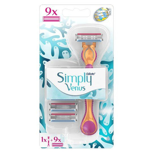 Simply Venus3 Regular 1 Razor + 9 cartridge - Makkah Pharmacy