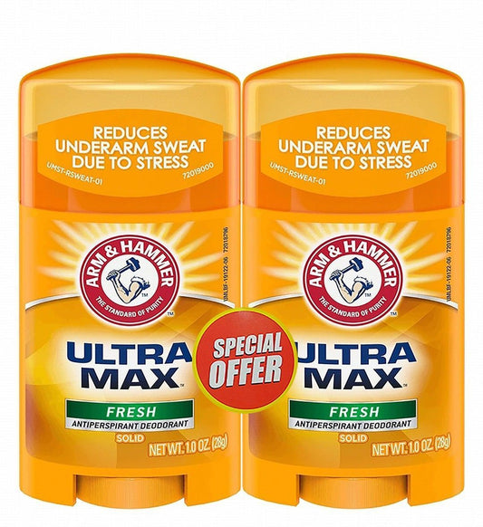 Arm & Hammer Ultra Max Antiperspirant Deodorant Sticks Fresh Scent, 2x28g - Makkah Pharmacy