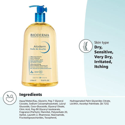 Bioderma Atoderm Shower Oil, 1L - Makkah Pharmacy