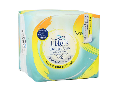 Lil-Lets Freshlock Normal Ultra Thin Pads with Wings & Natural Deodoriser, 14 Pieces - Makkah Pharmacy