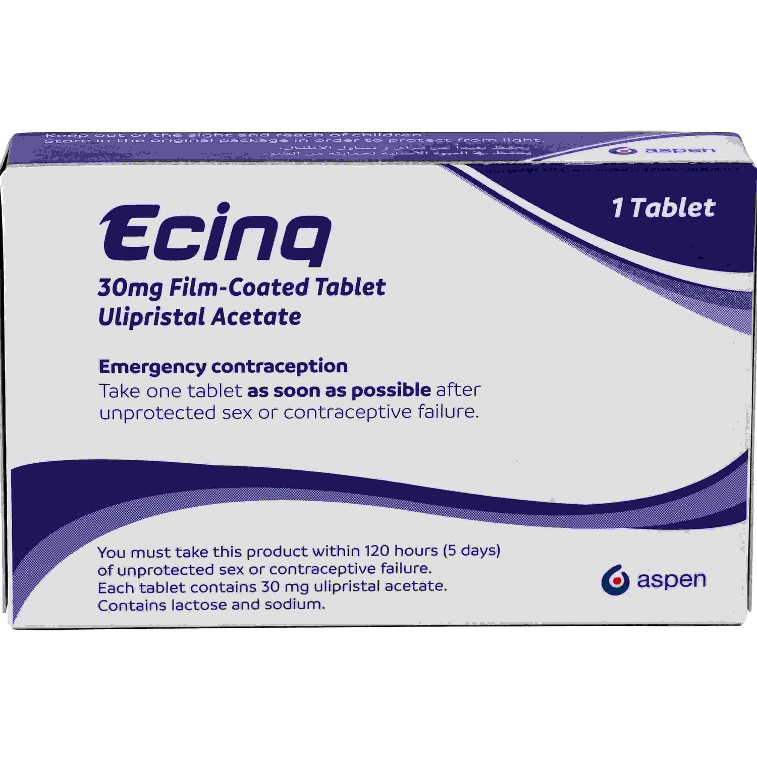 Ecinq Tablets 30mg, Pack of 1, Ulipristal acetate - Makkah Pharmacy