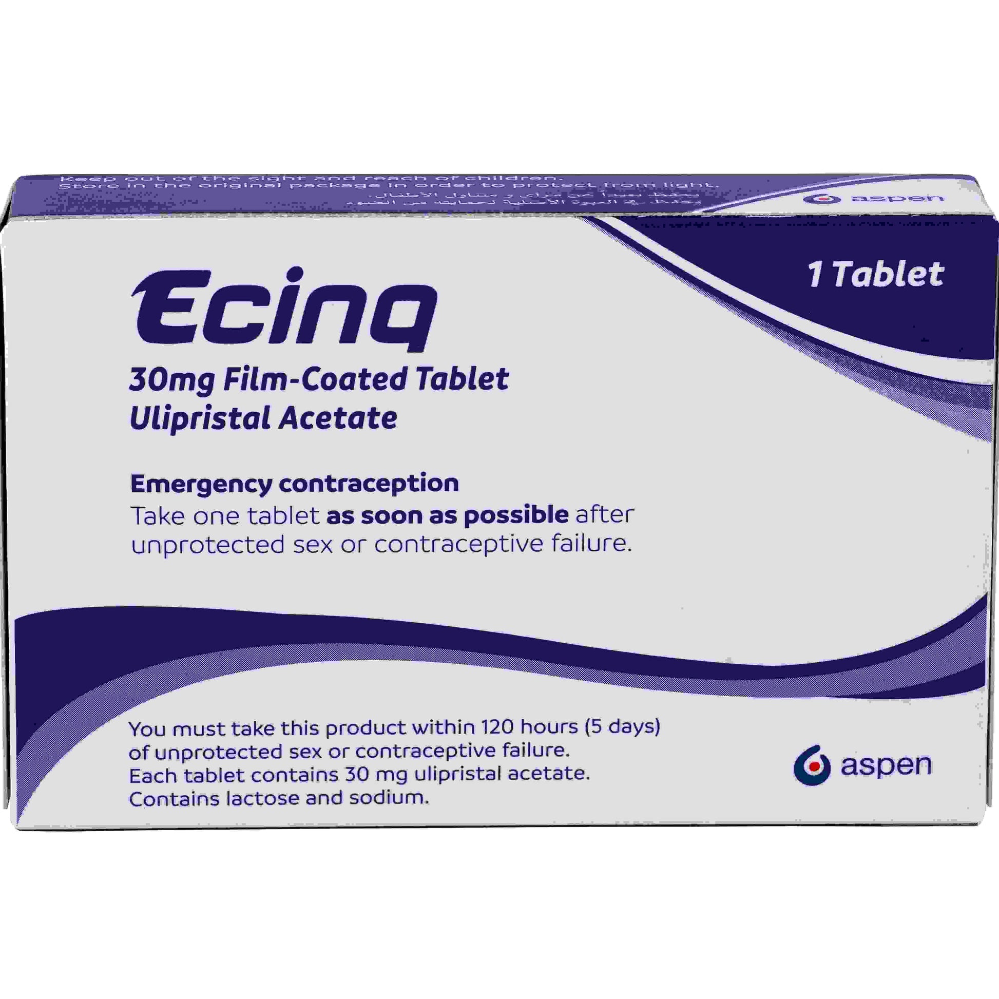 Ecinq Tablets 30mg, Pack of 1, Ulipristal acetate - Makkah Pharmacy