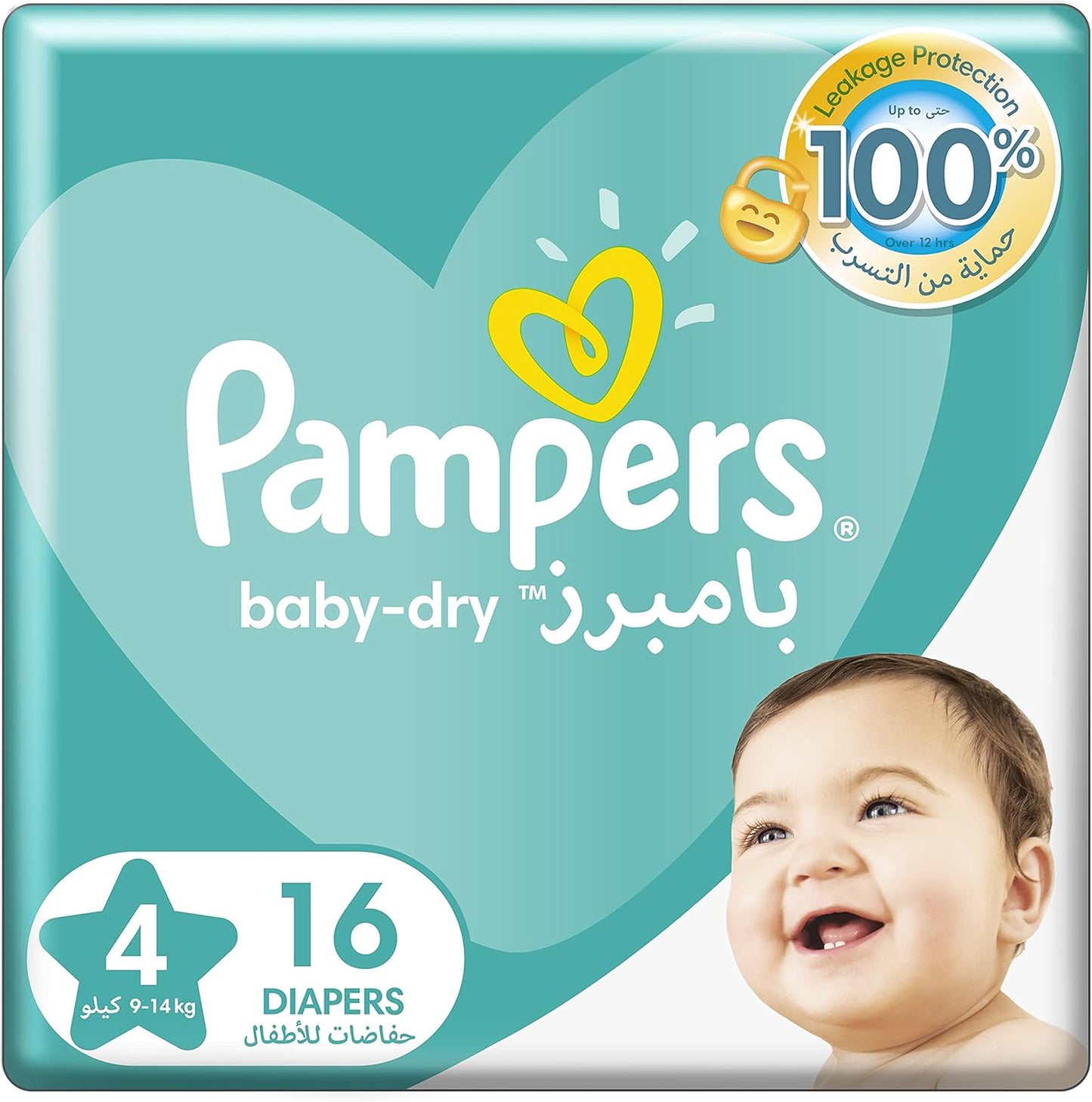 Pampers Baby-Dry Diapers, Size 4, Maxi, 9-14Kg, Carry Pack, 16 Count