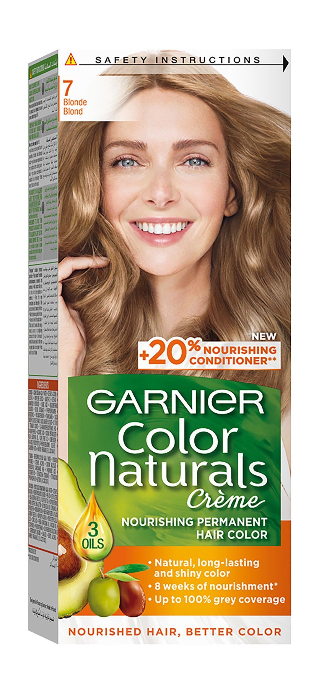 Garnier Color Naturals Nourishing Permanent Hair Dye Cream with Shea Butter, Avocado & Olive Oils Blonde 7, 1 Pack - Makkah Pharmacy